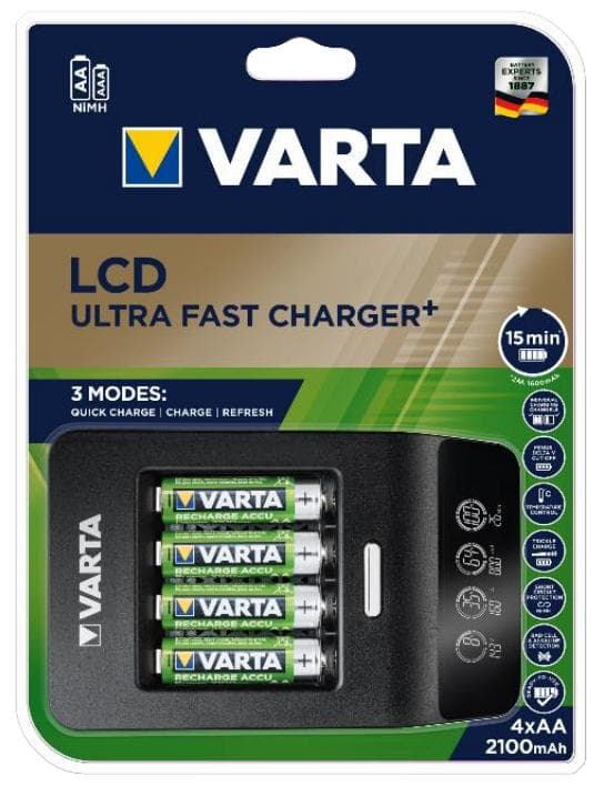 Varta LCD Ultra-Fast-Plus batterioplader Inkl. genopladelige batterier NiMH AAA (blyant), AA (penlite)