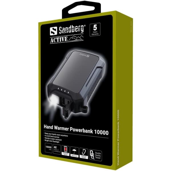 Sandberg Active Hand Warmer - Powerbank - 10000 mAh - 37 Wh - 2 A (USB)