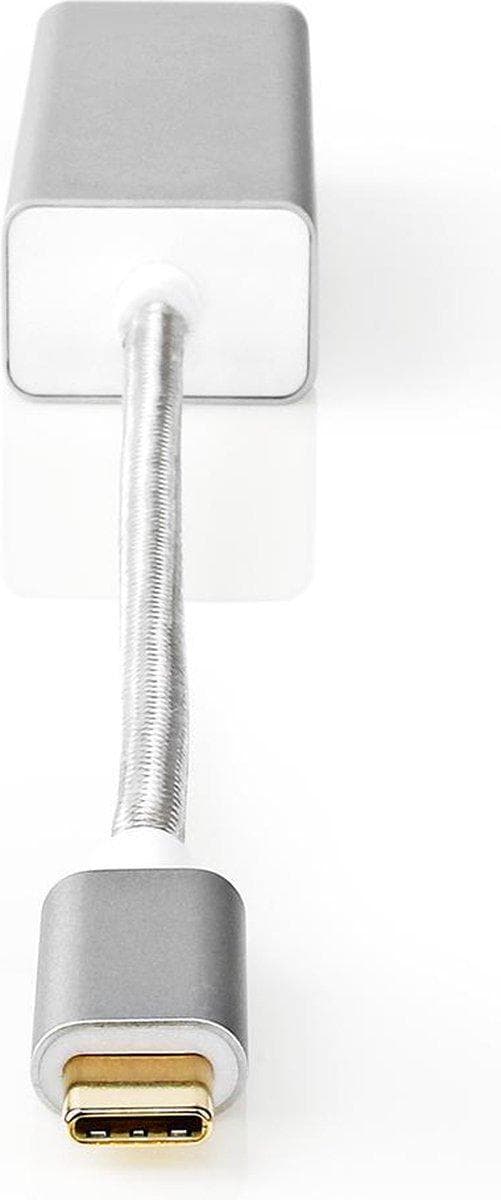 Nedis USB-adapter | USB 3.2 Gen 1 | USB-C™ han | RJ45 Kvinde | 1 Gbps | 0,20 m | runde | forgyldt | Flettet / Nylon | Sølv | Dæk vindueskasse Sølv, Hvid