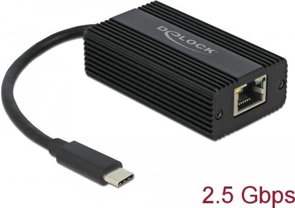 DeLOCK Adapter USB Type-C hane till 2,5 Gigabit LAN - nätverksadapter - USB-C 3.1 Gen 1 - 2,5GBase-T - svart (65990)