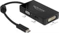 Miniatyrbild 1 av 6: DeLOCK Premium USB-C till HDMI, DVI och VGA-adapter med DP Alt Mode / svart - 0,15 meter