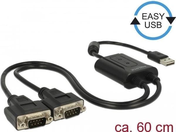 DeLock USB2.0 til 2 x seriel RS-232 - Seriel adapter - USB2.0 - RS-232 x 2 (63950)