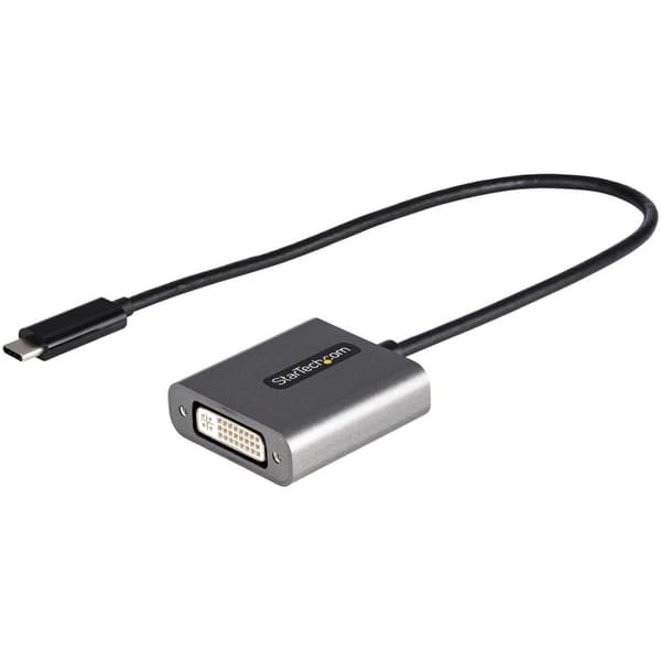 StarTech.com USB-C til DVI-adapter - 1920x1200p - USB-C til DVI-D - USB-C-dongle - USB Type C til DVI-skærmadapter - Videokonverter - Thunderbolt 3-ko Sort, Sølv