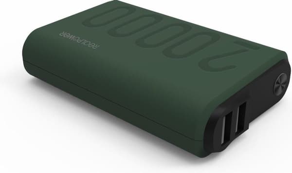 RealPower - PB-20000 PD+ Vihreä - 20 000 mAh Powerbank USB-C-virtalähteellä nopeaan lataukseen näytön kanssa - Vihreä Vihreä