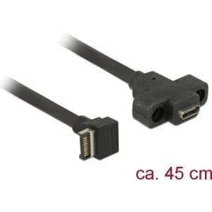 DeLOCK - USB-kabel internt til eksternt - 20-bens USB 3.0-hoved (M) vinklet til USB-C (W) panelmontering - 45 cm