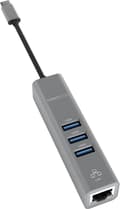 Miniatyrbild 1 av 5: TERRATEC Connect C2 USB-C Gigabit Ethernet-adapter och 3-portars USB 3.0 Hub Silver Aluminium