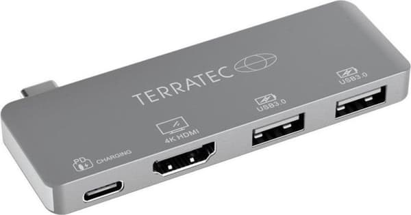 Terratec Connect C4 USB-C Dockningsstation - Adapter USB-C - HDMI 4K - 2x USB3.0 - 1 x USB-C PD Passthrough laddningsport