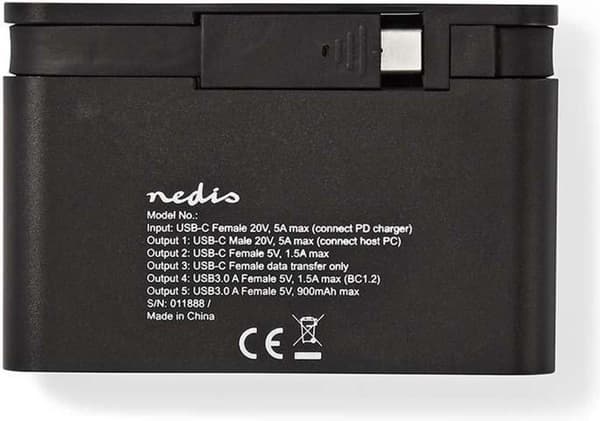 Nedis USB-adapter | USB 3.2 Gen 2 | USB-C™ han | 2x USB-A / 2x USB-C™ | Forniklet | Sort | Boks