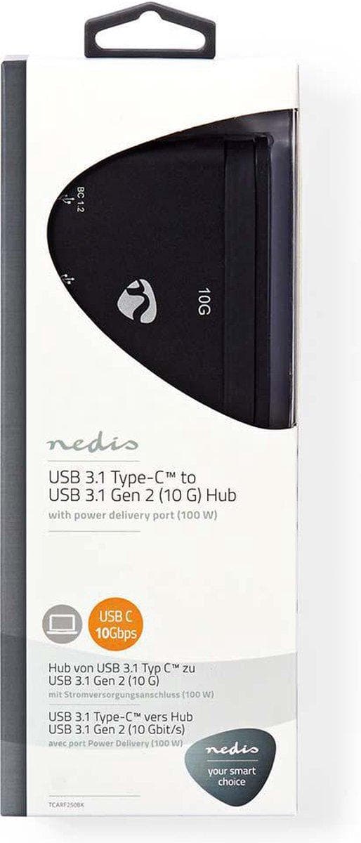 Nedis USB-adapter | USB 3.2 Gen 2 | USB-C™ han | 2x USB-A / 2x USB-C™ | Forniklet | Sort | Boks