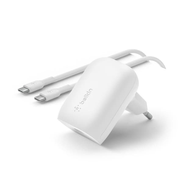 Belkin BOOST CHARGE -seinälaturi - virtalähde - PPS-tekniikka - 30 wattia - 3 A - PD 3.0 (USB-C) - valkoinen