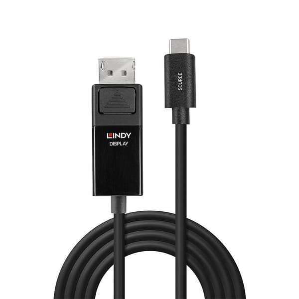 Lindy - USB/DisplayPort-kabel - USB-C (M) til DisplayPort (W) - DisplayPort 1,2 - 3 m - rund, understøtter 4K 60 Hz (3840 x 2160) - sort