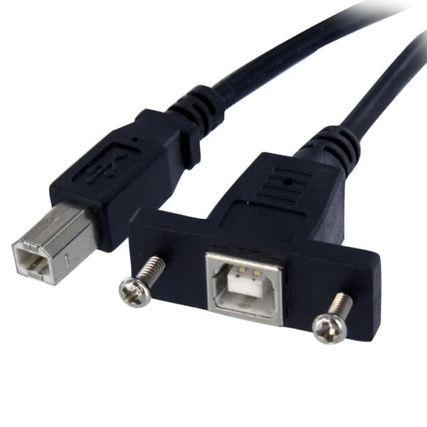 StarTech USB B til B-kabel til Slotbelch-montering - Hun/Han - USB-kabel - USB Type B 4-benet (F) - USB Type B 4-benet (M) - 30 cm (USB/USB2.0) - Støb