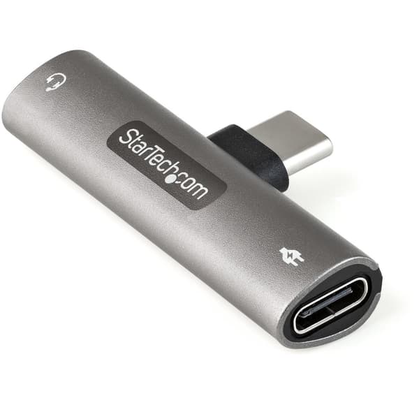 StarTech.com USB C -ääni- ja -lataussovitin, USB-C-äänisovitin, jossa on 3,5 mm TRRS-kuuloke-/kuulokeliitäntä ja 60 W USB Type-C -virtalaturi, USB-C-p