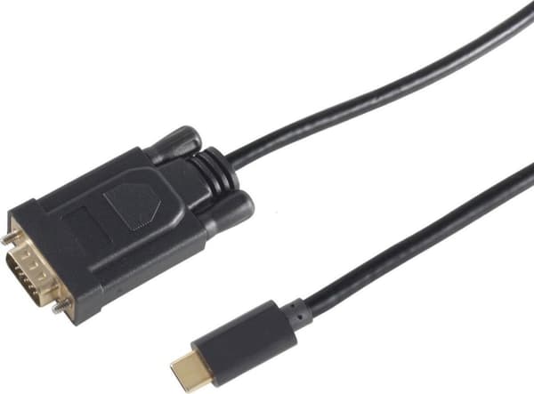 S-Conn 10-59045 videokabeladapter 3 m USB C VGA (D-Sub) Sort