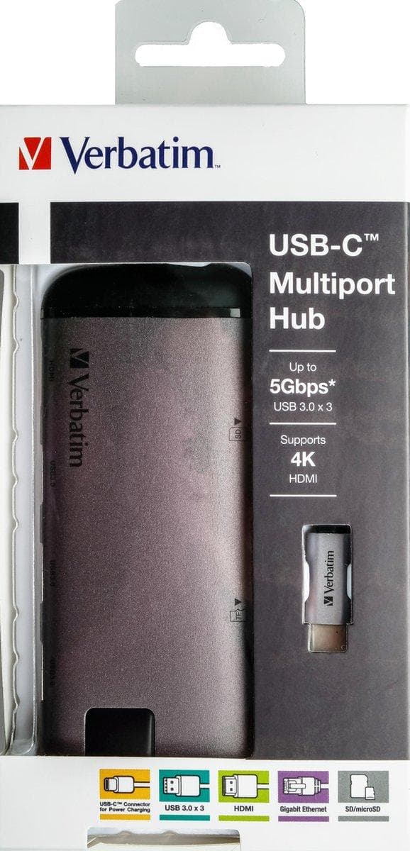 Verbatim USB-C Multiport Hub Gigabit Ethernet SD/microSD