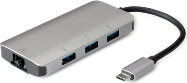ROLINE 12.02.1108 - USB 3.2 Gen 1 (3.1 Gen 1) Typ-C - RJ-45 - USB 3.2 Gen 1 (3.1 Gen 1) Typ-A - Grå - Länk - Gigabit Ethernet - Windows 7, Windows 8,