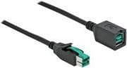DeLOCK - PoweredUSB forlængerkabel - USB PlusPower (12 V) (M) til USB PlusPower (12 V) (W) 3,0m - Sort (85982)