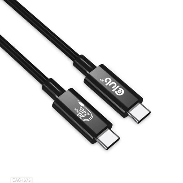 Club 3D - USB-kaapeli - USB-C (M) - USB-C (M) - USB4 Gen2x2 5 A - 2,0 m - kaksisuuntainen, 4K 60 Hz -tuki, jopa 240 W virransyötön tuki, laajennettu t
