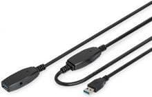 DIGITUS - USB forlængerkabel - USB type A (M) til USB type A (W) - USB 3.0 - 10 m - aktiv - sort