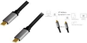 LogiLink - USB-kabel - USB-C (M) til USB-C (M) - USB 3.2 Gen 2 - 20V - 5A - 1m - 4K 60Hz support - Sort