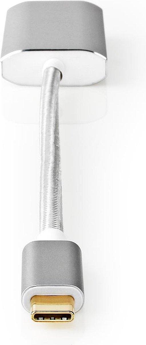 USB-adapter | USB 3.2 Gen 1 | USB-C™ han | DisplayPort Kvinde | 0,20 m | runde | forgyldt | Strikket / Nylon | Sølv | Dæk vindueskasse