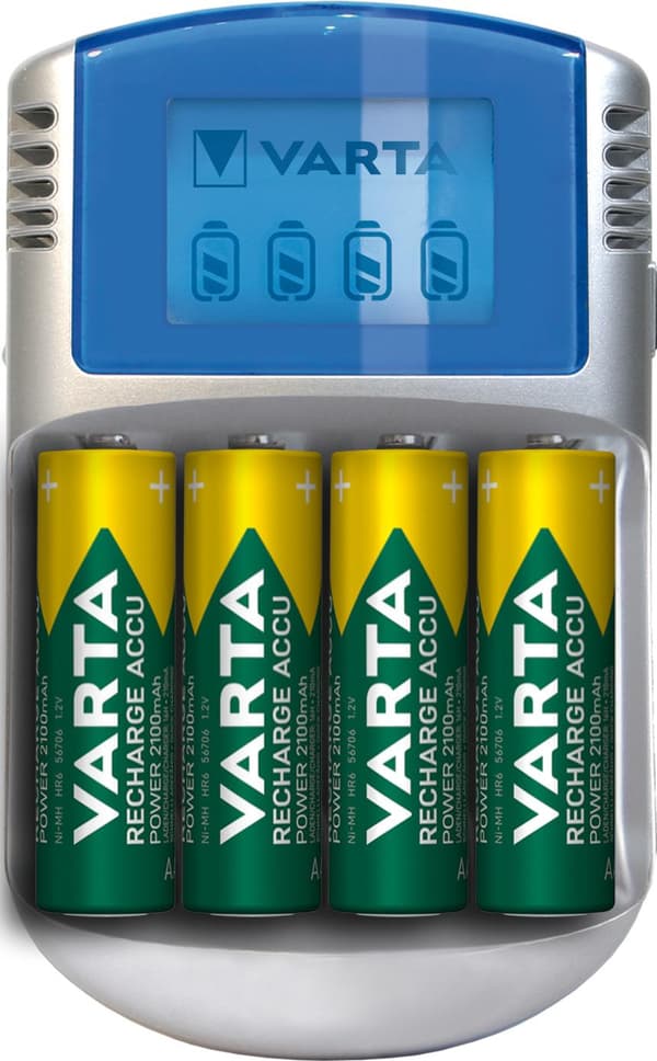 Varta LCD-oplader + 4 x 2600 mAh NiMH-batterier Grå