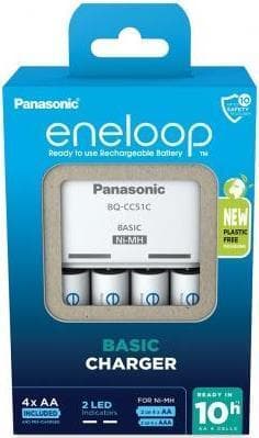 eneloop Panasonic oplader Basic BQ-CC51 + 4x AA/2000 (BQ-CC51) Hvid