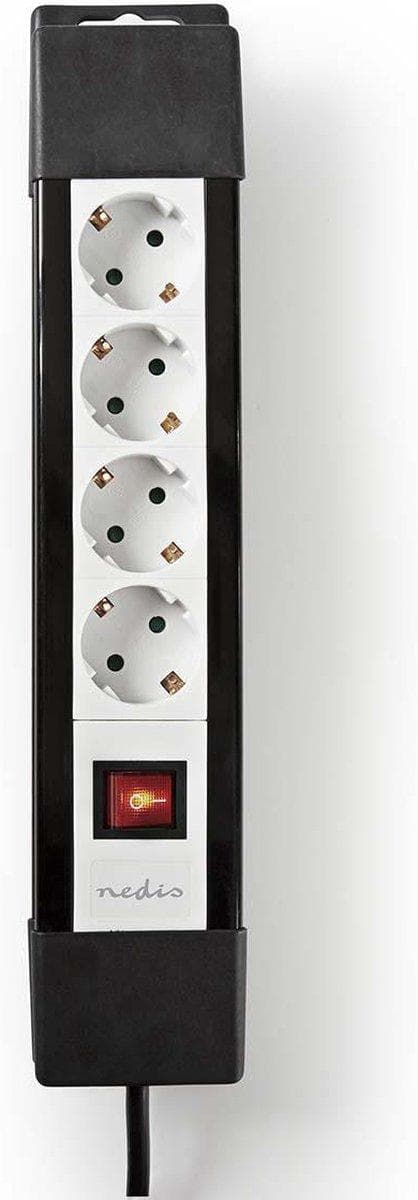 Nedis Power Strip | PG stik / Type F (CEE 7/7) | 4-vejs | 3,00 m | 3680W | 16 A | Jordingstype: Sidekontakter | 230 V AC 50/60 Hz | Vinkel på fatning: