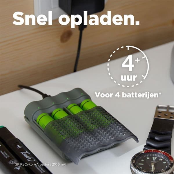 GP ReCyko AA/AAA Speed ​​​​Oplader (USB) - Batterioplader - inkl. 4x AA batterier 2600mAh