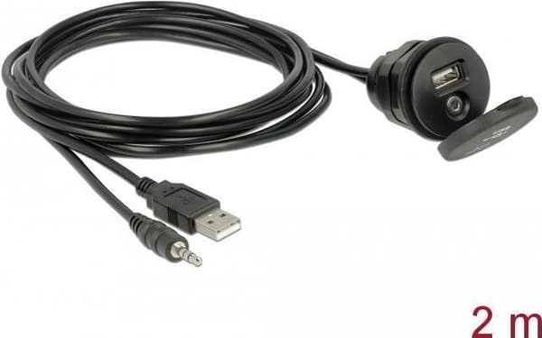 DeLOCK - USB / audio jatkokaapeli - USB, miniliitin (M) USB:hen, minipistoke (W) - 2 m - musta
