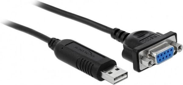 DeLOCK USB-A (m) till 9-stift SUB-D med muttrar (v) seriell RS232-adapter / FTDI-chip - 1,8 meter