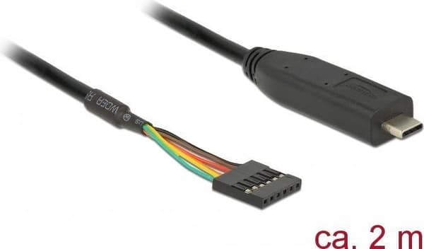 DeLOCK - Kabel USB / seriel - USB-C (M) til 6-benet TTL (F) 2,0m - sort (63947)