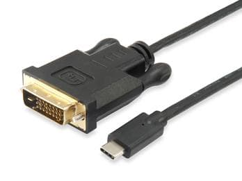 Udstyr USB-kabel Type-C han -> DVI han 1,8m sort