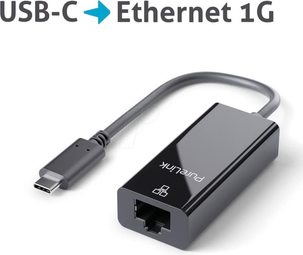 PureLink IS261 Kabelgränssnitt/Könsadapter USB-C RJ-45 Svart (IS261) Svart