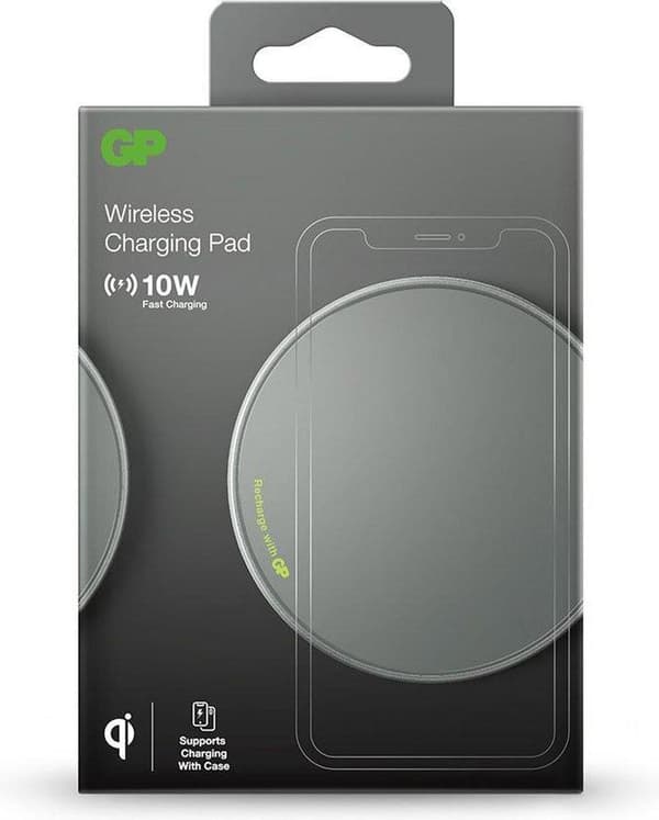 GP Batterier Induktiv oplader 2000mA 165QP0AGREY QP0A Udgange Qi Standard Mørkegrå
