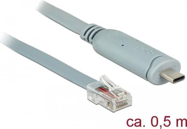 DeLOCK - Seriel adapter - USB-C (M) til RJ-45 (M) - 50 cm - EIA-232 - Grå (89917)