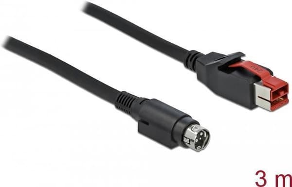 DeLOCK - Virtakäyttöinen USB-kaapeli - USB PlusPower (24 V) (M) mini-DIN (M) 3,0 m virtalähteeksi - Musta (85947)