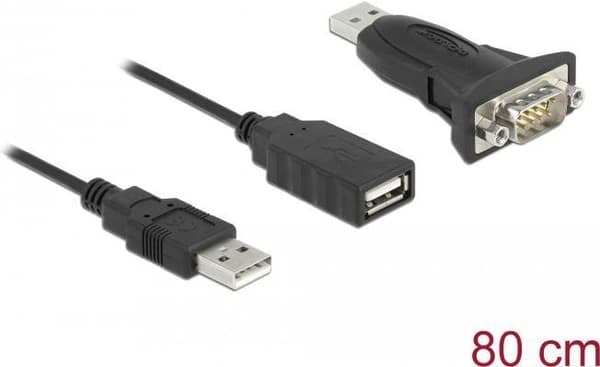 Delock Adapter USB 2.0 Typ-A till 1 x seriell RS-232 D-Sub 9-polig hane med muttrar (61506)