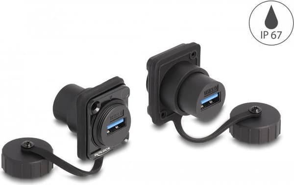 Delock - D-Type - USB-liitäntämekanismi - USB 3.2 Gen 1 pölysuojalla - USB - 1 USB-portti - musta (86971)