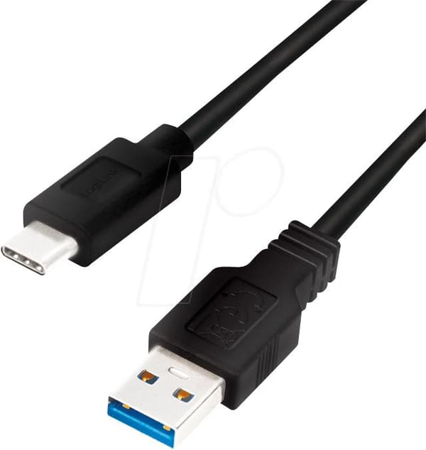Logilink - USB-kaapeli - USB Type A (M) - USB-C (M) käännettävissä - USB 3.2 Gen 1 - 3 A - 2 m - Musta (CU0170)
