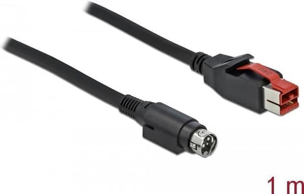 DeLOCK - Virtakäyttöinen USB-kaapeli - USB PlusPower (24 V) (M) mini-DIN (M) 1,0 m - musta (85945) virtalähteeksi