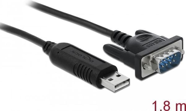 DeLOCK - Seriekabel - USB (M) til DB-9 (M) - 1,8 m - fingerskruer - sort (66283)