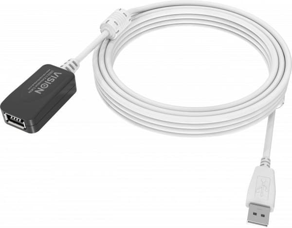 Vision Techconnect - USB forlængerkabel - USB (F) til USB (M) - USB 2.0 - 5 m - aktiv - hvid