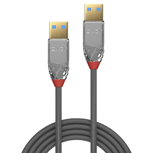 Lindy CROMO - USB-kabel - USB Typ A (M) till USB Typ A (M) - USB3.0 - 2.0m - rund - Grå (36627)