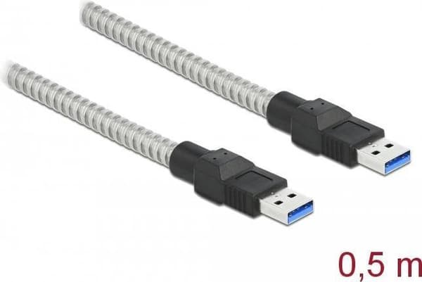 DeLOCK - USB-kabel - USB typ A (M) till USB typ A (M) - USB 3.2 Gen 1 - 50 cm - silver (86774)