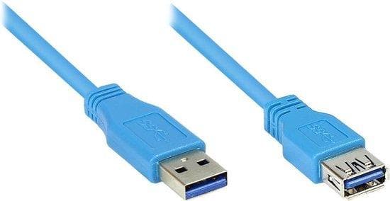 Förlängning USB 3.0-kontakt A till uttag A, blå, 1,8 m, Good Connections® (2711-B02)