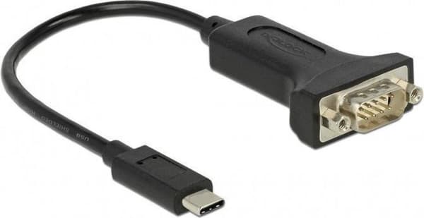 DeLOCK USB-C (m) til 9-benet SUB-D med møtrikker (m) seriel RS232 adapter / FTDI chip - 0,25 meter