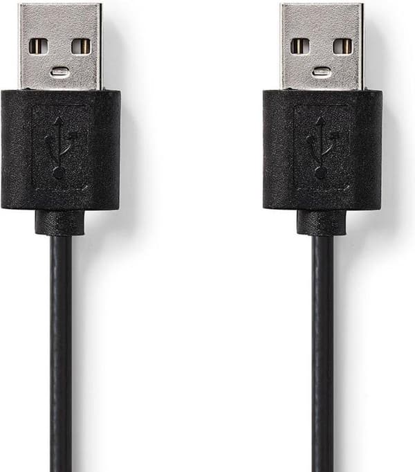 USB-kabel | USB 2.0 | USB-A hane | USB-A hane | 480 Mbps | Nickelpläterad | 2,00 m | Runda | PVC | Svart | Märka