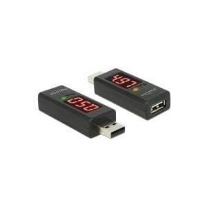 DeLOCK - USB spænding og strøm tester - sort (65569) Sort