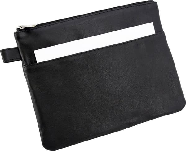 Förvaringspåse Alassio Läder - svart 25 x 19 cm med dragkedja -